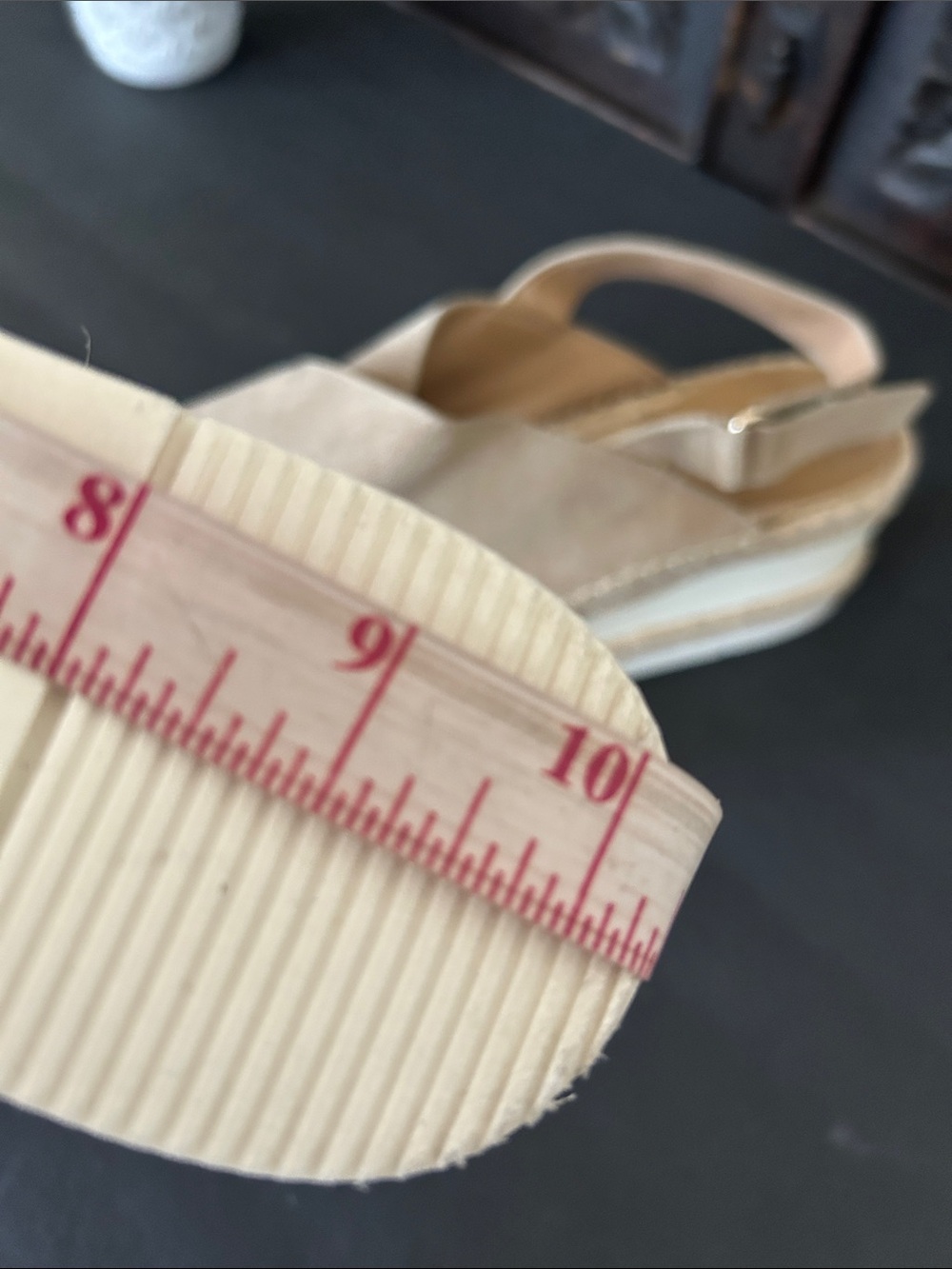 Marc Fisher Beige Suede Espadrille Platform Sandals - Picture 14 of 16